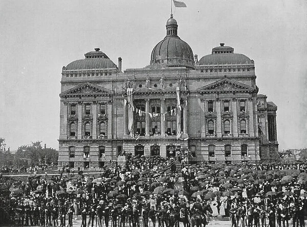 State House, Indianapolis, Indiana, on a Public Occasion (b / w photo)