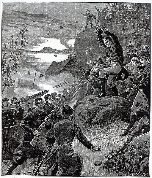 The State of Ireland: The Affray at Belmullet, County Mayo, from The Illustrated
