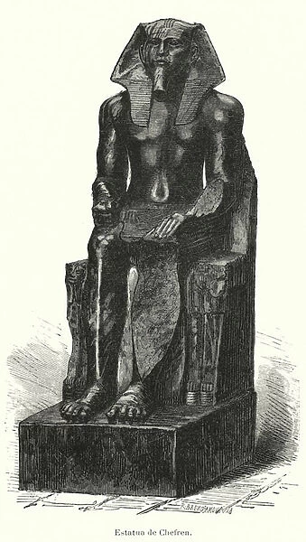 Statue of the Ancient Egyptian Pharaoh Khafra (Chephren) (litho)