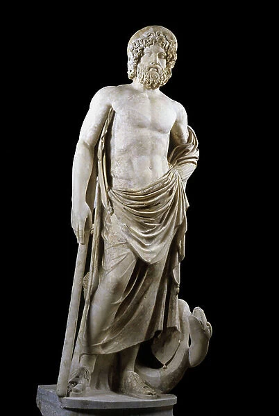 Statue of Asclepios (Esculapus), god of medicine. Smyrna (current Izmir, Turkey), 25 BC - our era. Paris, Musee du Louvre