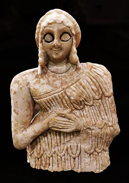 Statue of a female in worshipping pose, Khafajah, Mesopotamia, c.2650-2550 BC (gypsum)