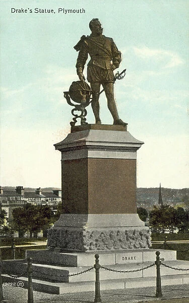 Statue of Francis Drake, Plymouth (colour photo)