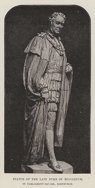 Statue of the late Duke of Buccleuch, in Parliament-Square, Edinburgh (engraving)