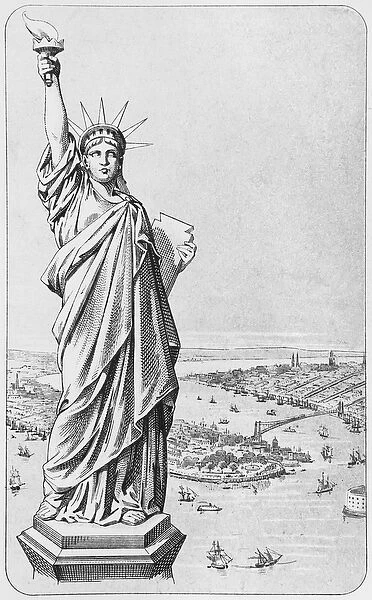 The Statue of Liberty, New York, c. 1885 (engraving) (b  /  w photo)