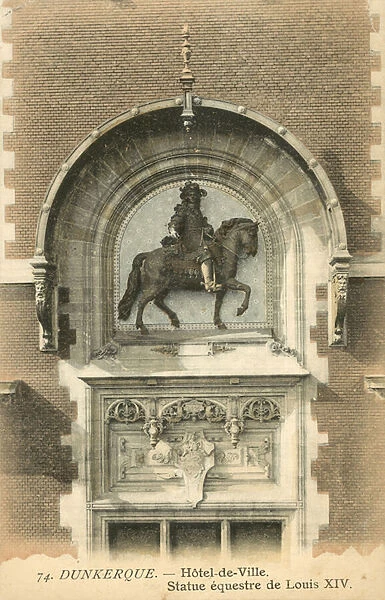 Statue of Louis XIV, Hotel de Ville, Dunkirk (colour photo)