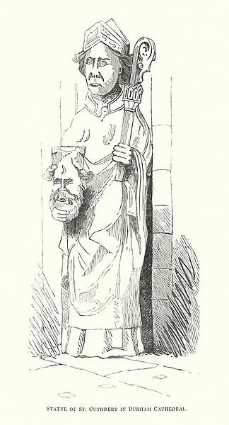 Statue of St Cuthbert in Durham Cathedral (engraving)