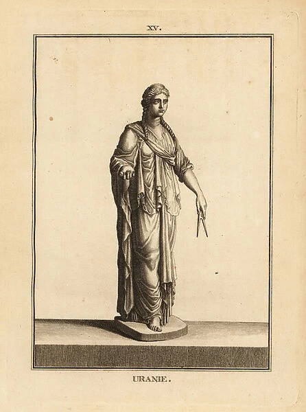 Statue of Urania, the muse of astronomy, with pair of compasses