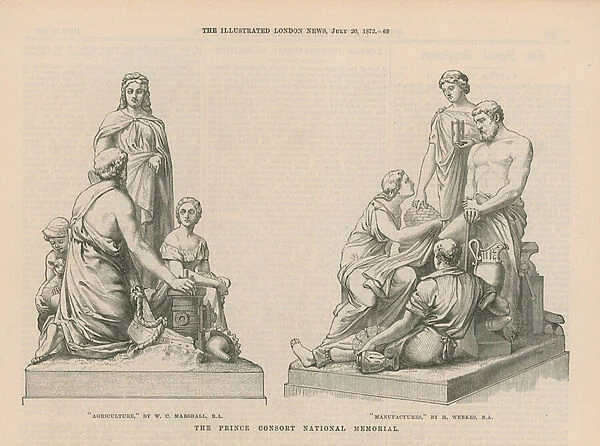 Statues depicting Agriculture and Manufactures (engraving)