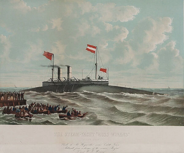 The steam yacht Ross Winan (cigar boat), built in Millwall (England). Lithograph (33.1x43.4 cm), by Thomas Goldsworth Dutton (ca. 1819-1891), 1866