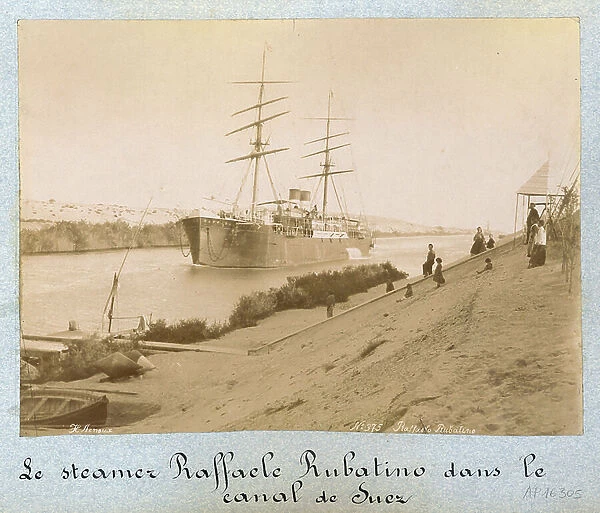 Steamer Raffaele Rubattino in the Suez Canal (Egypt) - Photograph second half of the 19th century