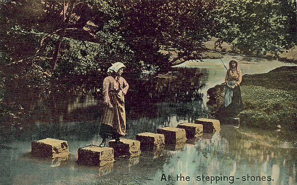 At the stepping-stones (coloured photo)