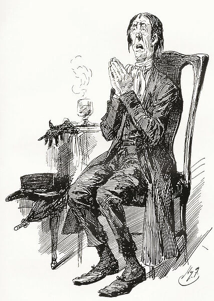Stiggins. Illustration by Harry Furniss for the Charles Dickens novel The Pickwick Papers, from The Testimonial Edition, published 1910