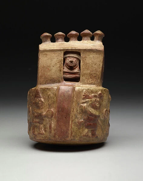 Stirrup-Spout Vessel: Shrine Scene, 150-300 AD (ceramic)