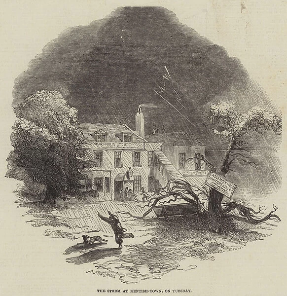 The Storm at Kentish-Town, on Tuesday (engraving)