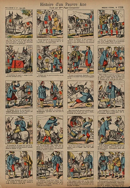 Story of a poor donkey (coloured engraving)