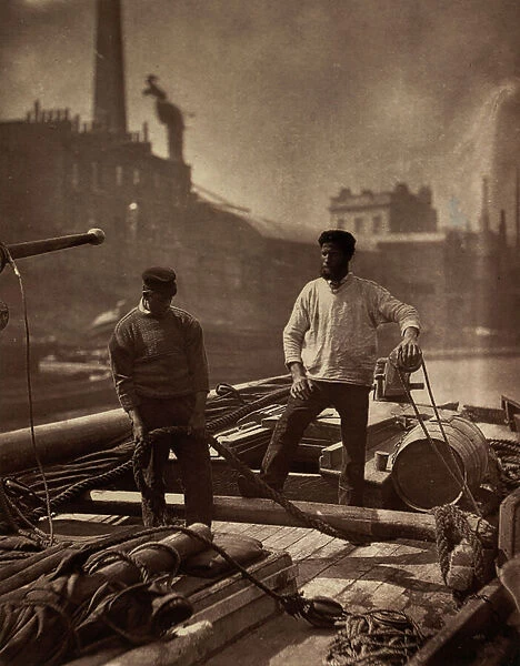 'Street life in London': workers on the 'silent highway', 1877 (print on double-weight paper)