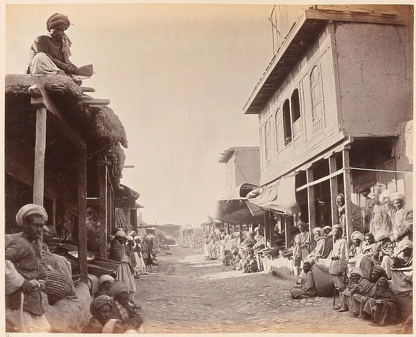 Street scene, Jalalabad 1879 (b  /  w photo)