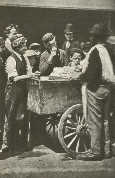Street vendor, London, 1873 (b  /  w photo)