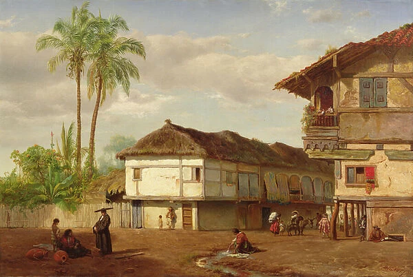 Street View of Guayaquil, Ecuador, 1859 (oil on canvas)