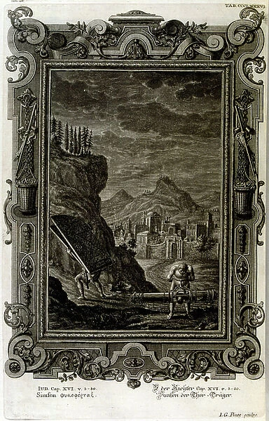 The strength of Samson, 18th century (engraving)