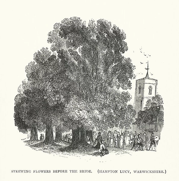 Strewing Flowers before the Bride, Hampton Lucy, Warwickshire (engraving)
