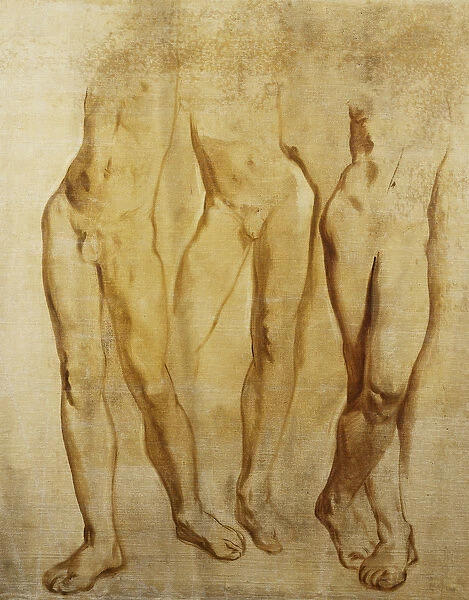 Three Studies of a Standing Male Nude, (oil on canvas laid on board)