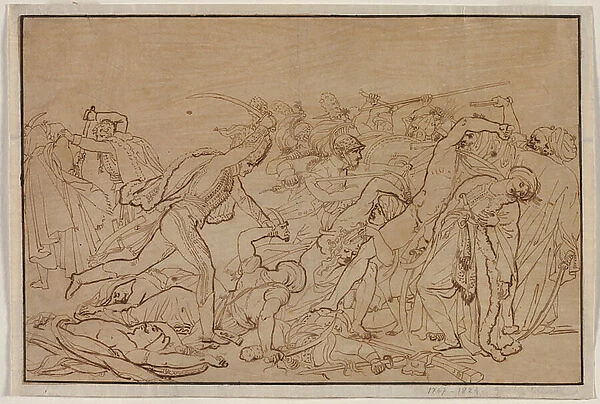 Study for The Revolt of Cairo, 1810 (pen and brown ink, with framing lines in brown ink)