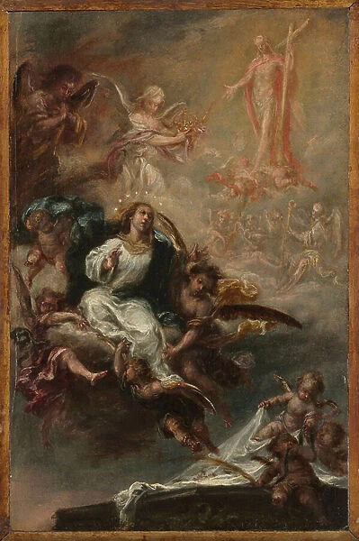 Study for 'The Assumption of the Virgin' for San Augustin, Seville, c.1670-72 (oil on wood)
