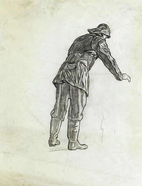 Study for Winter Mine-Laying off Iceland, 1942 (charcoal on paper)
