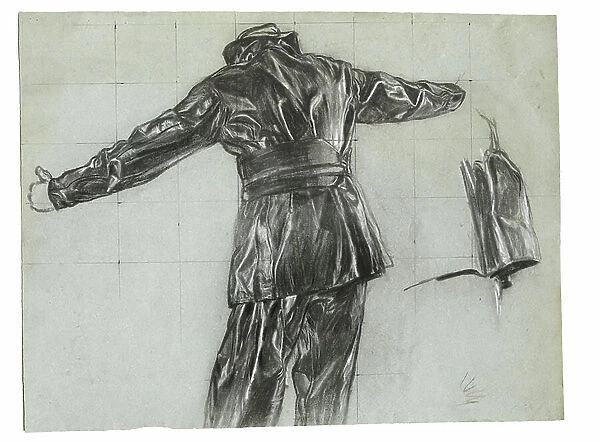 Study for Winter Mine-Laying off Iceland, c.1942, cat 9 (carbon pencil & chalk on paper)