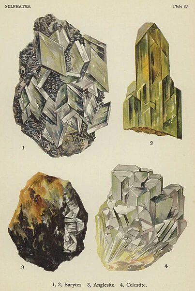Sulphates, barytes, anglesite, celestite (colour litho)