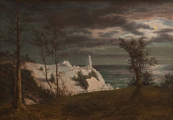 The Summer Spire on the Cliffs of the Island Mon. Moonlight, 1831 (oil on canvas)