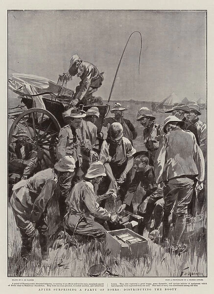 After surprising a Party of Boers, distributing the Booty (litho)