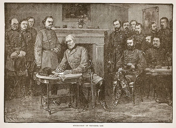 Surrender of General Lee, from a book pub. 1896 (engraving)
