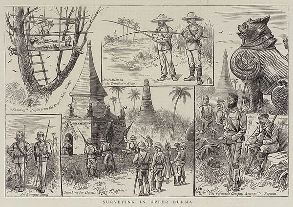 Surveying in Upper Burma (engraving)