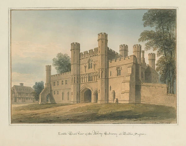 Sussex - Battle - Abbey Gateway, 1824 (w  /  c on paper)