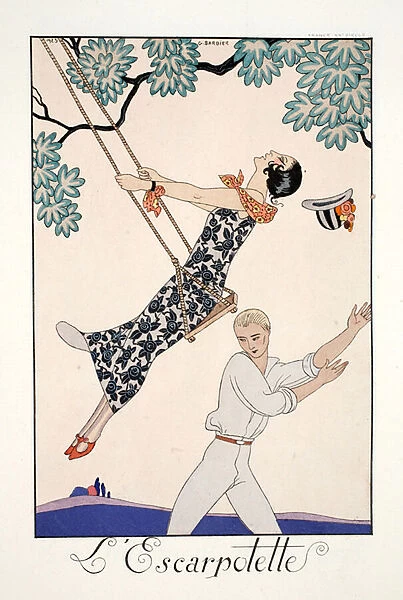The Swing, 1923, from Falbalas & Fanfreluches, Almanach des Modes Presentes, Passees et Futures, 1924 (colour litho)
