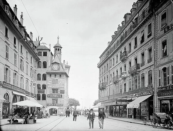 Switzerland, Canton of Geneva, Geneva: rue du commerce avec commerces, 1900
