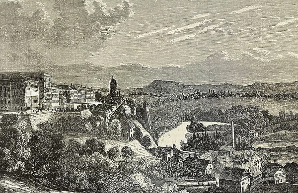 SWITZERLAND (S. XIX). View of Bern. Illustration of 1880. Engraving. Private Collection ©Lorio / Iberfoto / Leemage