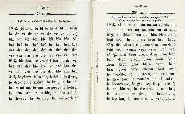 Syllabaire - Reading method by M. Lefebvre, de Bernay-en-Ponthieu (Somme). Adopted in September 1862 by Messrs. Les Freres of the Congregation of Saint-Joseph, whose mother house is at Le Mans (Sarthe). Amiens, 1864. Dimensions: 13 x 10.5 cm