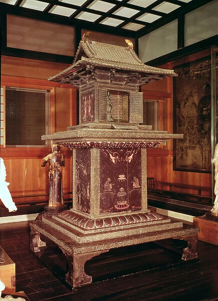 Tamamushi shrine from the Horyu Ji Temple, depicting the story of Buddha in a previous