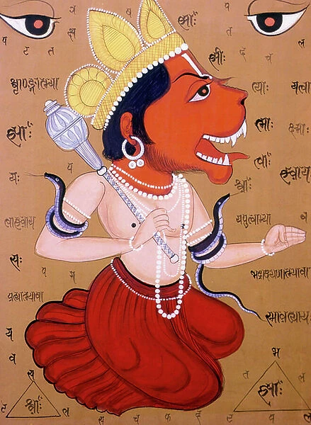 Tantric Hanuman Miniature Paintings on Paper India