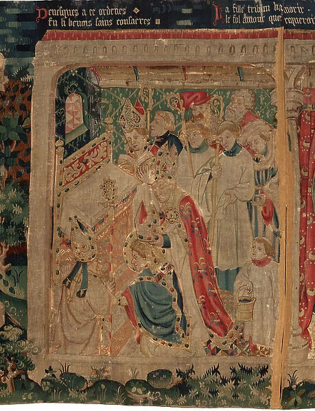 Tapestry. History of Saint Piat and Saint Eleuthere (Tapisseries de saint Piat et de saint Eleuthere), also called tapestry of Arras (la tenture d'Arras). Ordered from canon Toussaint Prier, chaplain of the duke of Burgundy