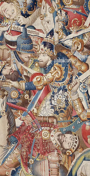 Tapestry illustrating The Trojan War: Achilles Death, c.1470 (tapestry)
