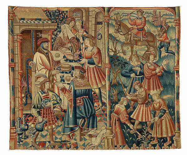 Tapestry, Month of January, possibly from Flanders, 1500-25 (wool)