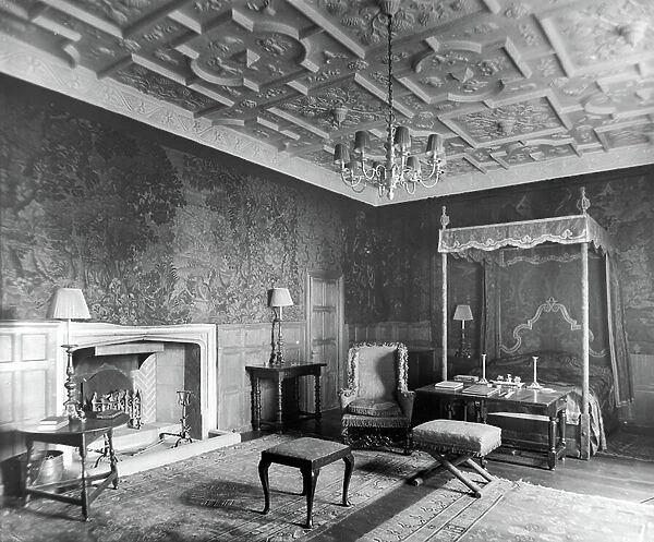 The Tapestry Room, Beaudesert, Staffordshire, from England's Lost Houses by Giles Worsley (1961-2006) published 2002 (b / w photo)