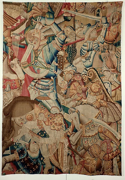 Tapestry. Tournai. The battle of Roncevaux (La Bataille de Roncevaux). Wool and silk. Third quart 15th century. 250x180cm