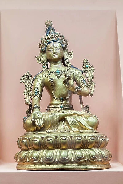 Tara of the seven eyes, Tibet (bronze, cold gold, paint, turquoise)