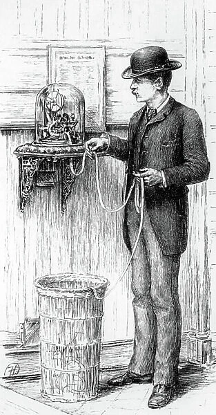 A teleprinter in use at the New York Stock Exchange and Edison instrument, 1885