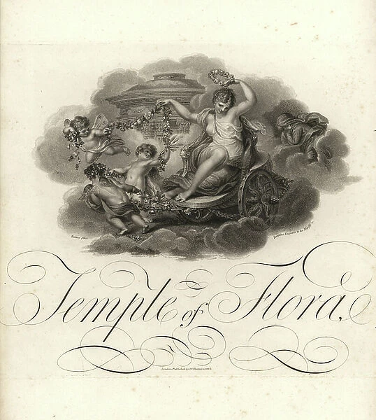 Temple of Flora, title page with vignette of cupids and Flora
